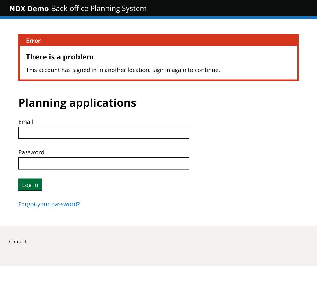BOPS login page with email and password fields