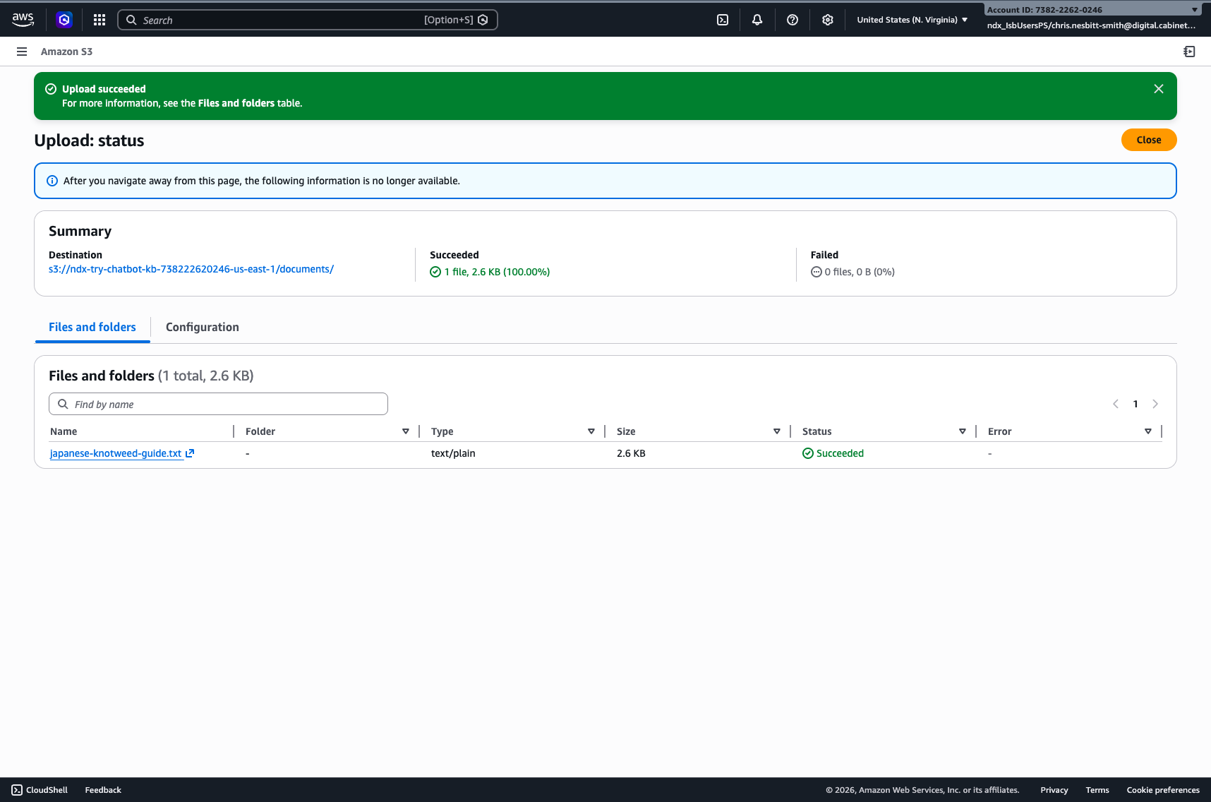 S3 upload success confirmation