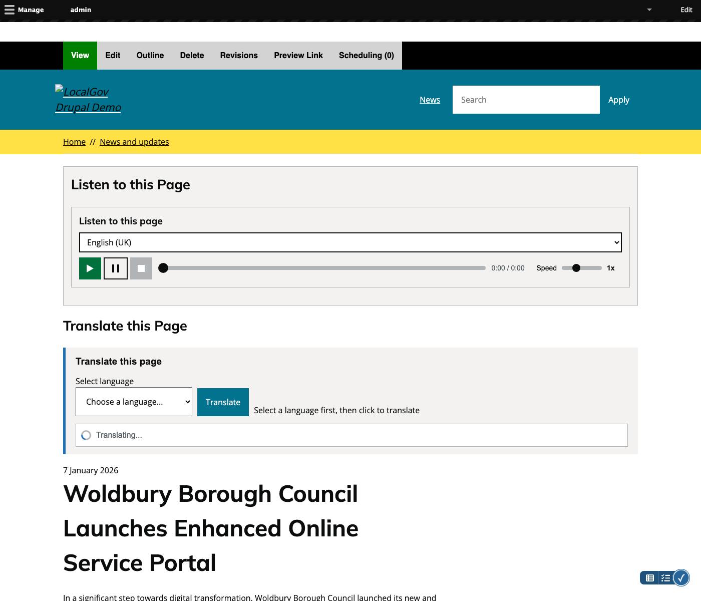 Page showing translated content in Spanish with a notification banner indicating the page has been translated, and a Show original button to revert